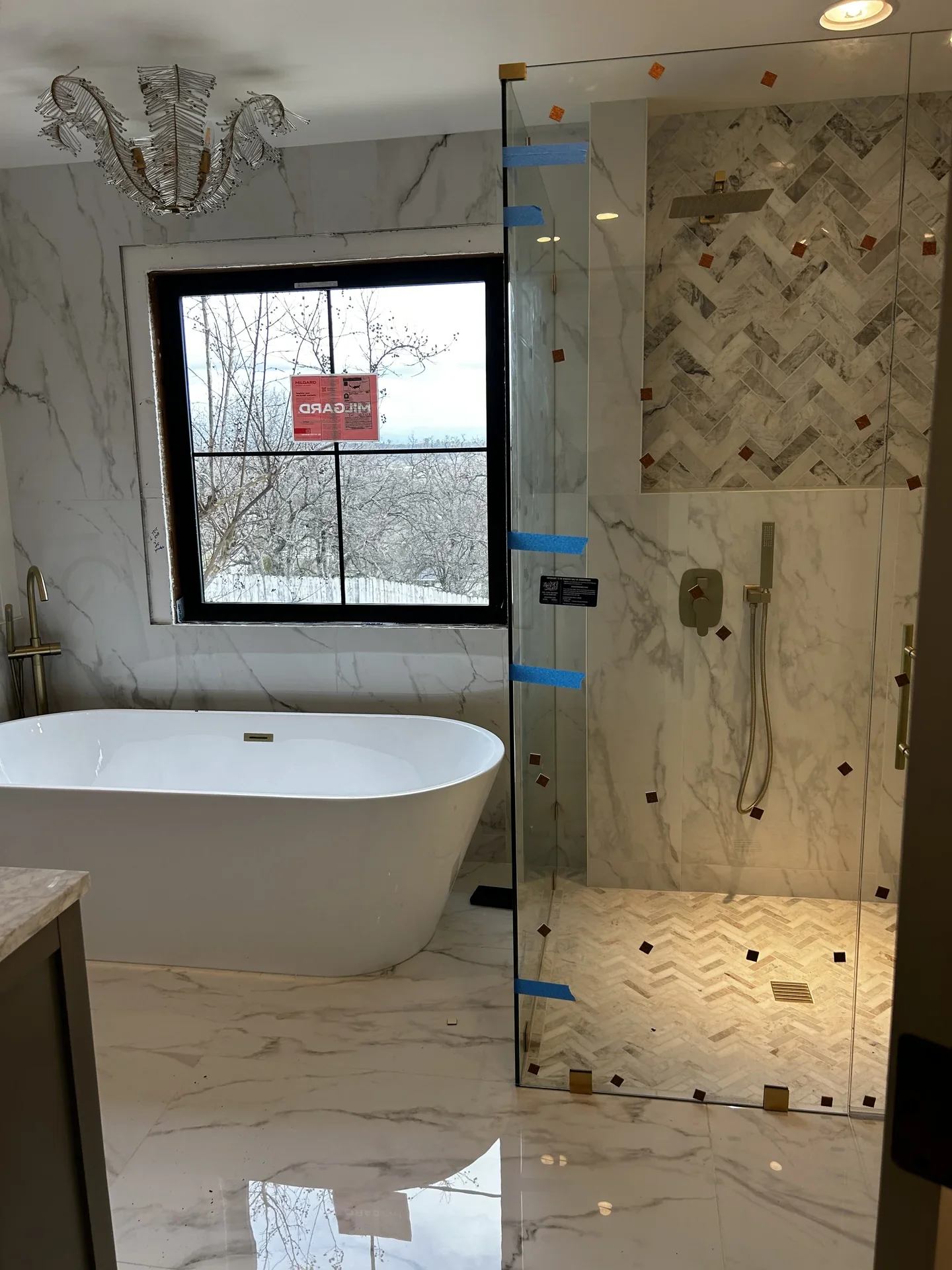 Updated bathroom design with contemporary finishes
