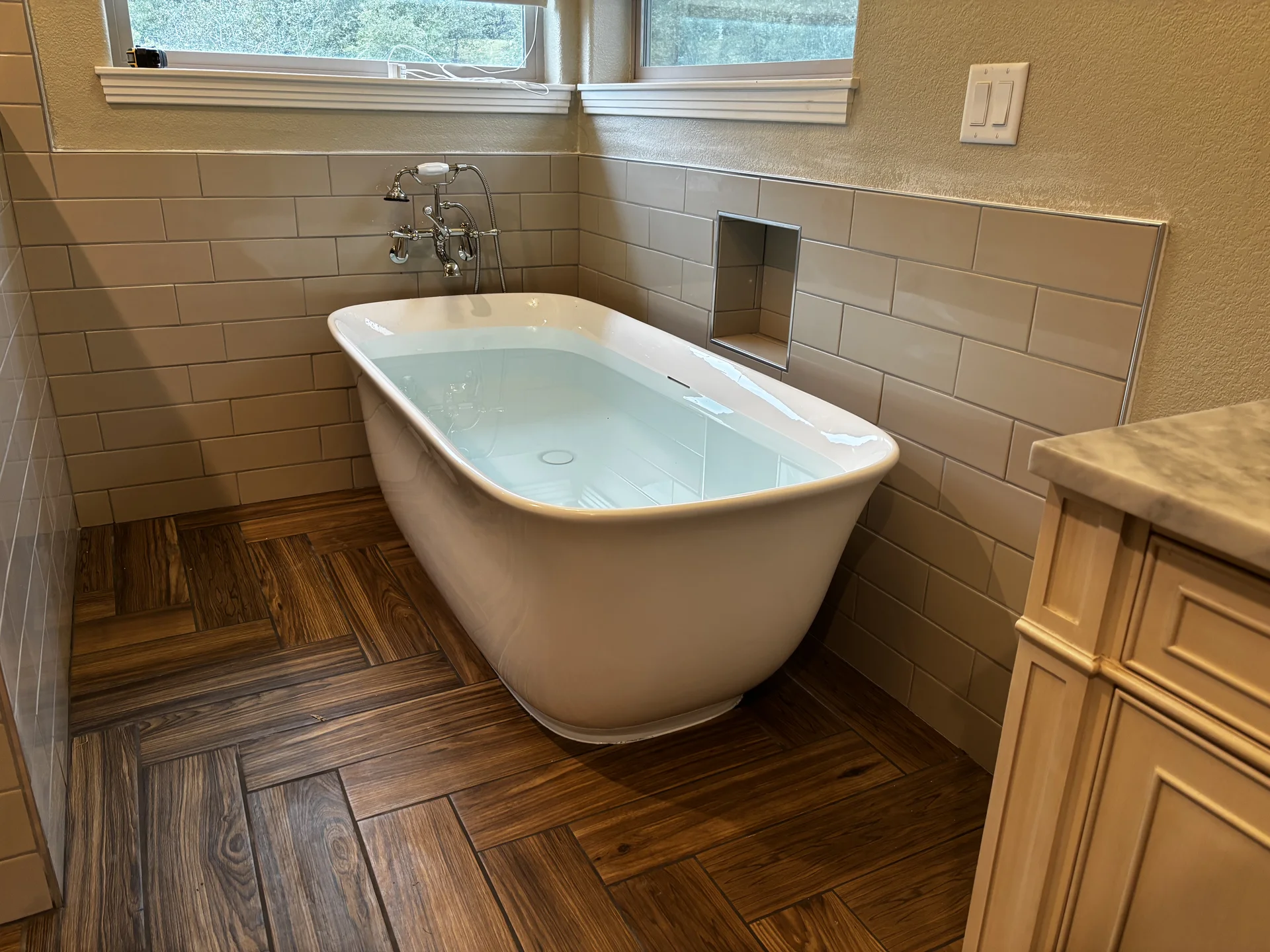 Bathroom tile installation by Bowman Built in Redding CA