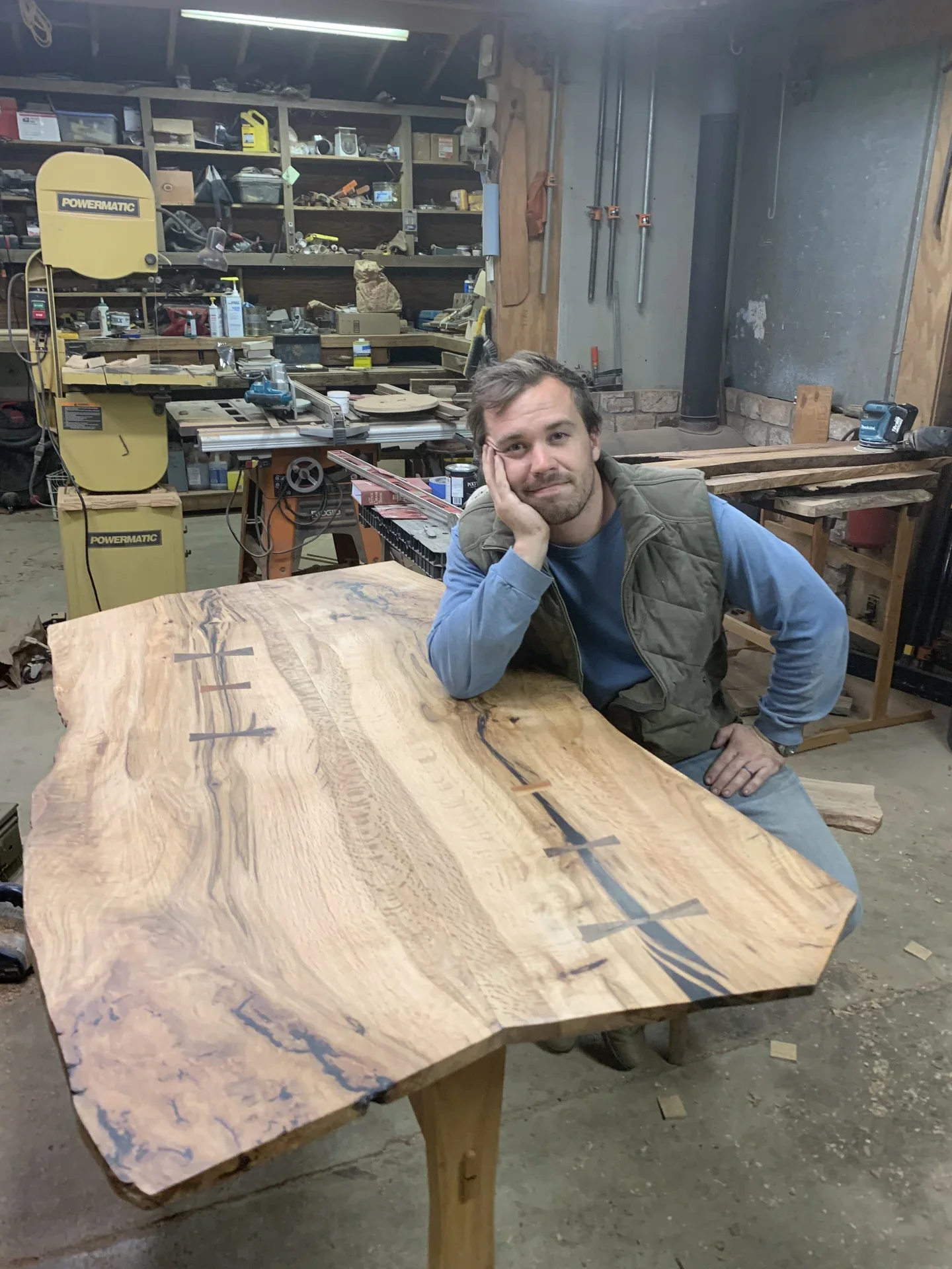Zach Bowman crafting custom materials in his workshop